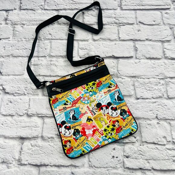 Disney‎ Parks Crossbody Purse Colorful Mickey & Friends Design Adjustable Strap - Picture 1 of 13